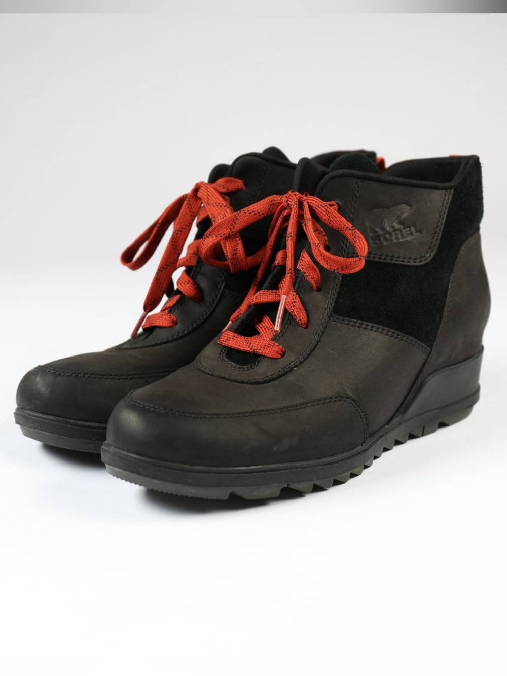 Sorel Women's Evie Sport Lace Wedge Boots Black Size 9
